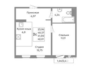 2-к квартира, вторичка, 41м2, 10/10 этаж