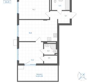 2-к квартира, вторичка, 66м2, 1/18 этаж