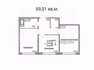 2-к квартира, вторичка, 59м2, 16/16 этаж