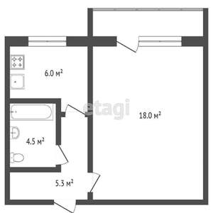 1-к квартира, вторичка, 30м2, 4/5 этаж