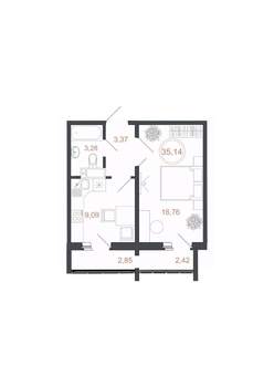 1-к квартира, вторичка, 35м2, 15/16 этаж
