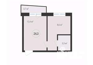 1-к квартира, вторичка, 24м2, 5/10 этаж