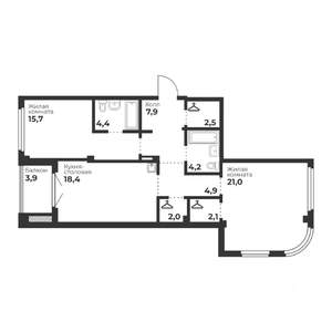 2-к квартира, вторичка, 83м2, 7/23 этаж