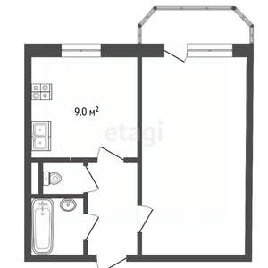 1-к квартира, вторичка, 34м2, 8/9 этаж