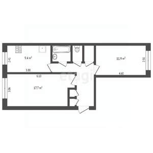2-к квартира, вторичка, 53м2, 1/10 этаж