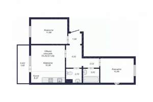 2-к квартира, вторичка, 53м2, 5/10 этаж