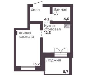 1-к квартира, вторичка, 34м2, 8/17 этаж