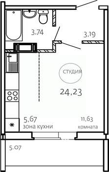 Студия квартира, вторичка, 24м2, 9/10 этаж