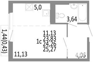 Студия квартира, строящийся дом, 24м2, 5/10 этаж