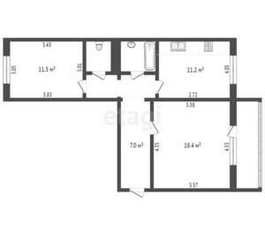 2-к квартира, вторичка, 56м2, 3/10 этаж