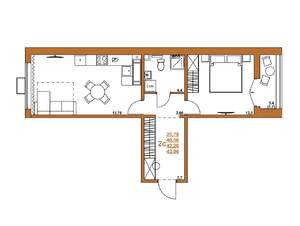 2-к квартира, строящийся дом, 47м2, 4/16 этаж