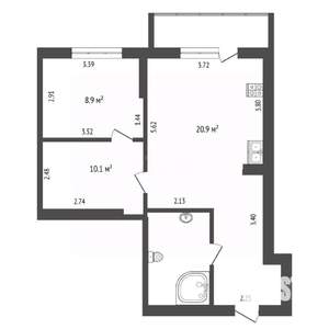 2-к квартира, вторичка, 53м2, 2/19 этаж