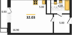 Студия квартира, строящийся дом, 31м2, 24/30 этаж