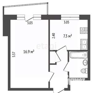 1-к квартира, вторичка, 32м2, 3/9 этаж