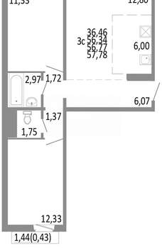 3-к квартира, вторичка, 57м2, 10/10 этаж