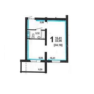 1-к квартира, вторичка, 32м2, 1/10 этаж