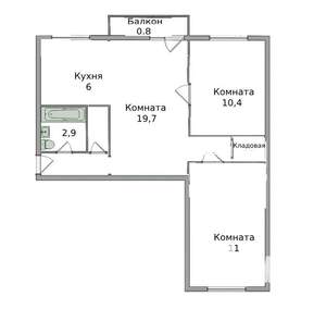 3-к квартира, вторичка, 55м2, 5/5 этаж