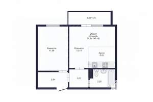 1-к квартира, вторичка, 40м2, 6/10 этаж