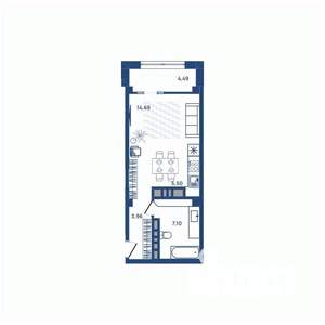 1-к квартира, вторичка, 33м2, 14/23 этаж