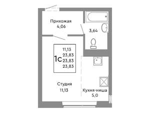 Студия квартира, строящийся дом, 24м2, 2/10 этаж