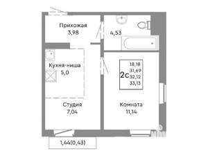 2-к квартира, вторичка, 32м2, 10/10 этаж