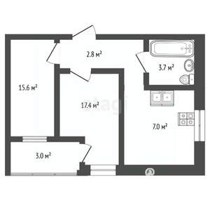 2-к квартира, вторичка, 50м2, 3/9 этаж