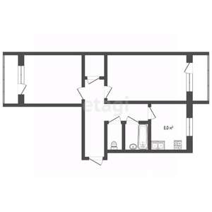 2-к квартира, вторичка, 55м2, 7/9 этаж