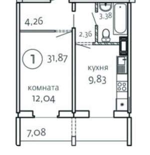 1-к квартира, вторичка, 35м2, 4/10 этаж