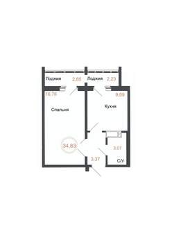 1-к квартира, вторичка, 35м2, 14/16 этаж