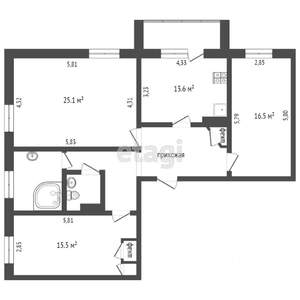 3-к квартира, вторичка, 98м2, 6/10 этаж