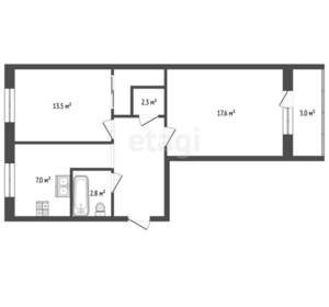 2-к квартира, вторичка, 53м2, 4/9 этаж