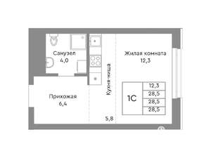 Студия квартира, строящийся дом, 29м2, 8/29 этаж
