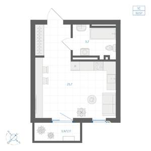 Студия квартира, вторичка, 33м2, 13/18 этаж