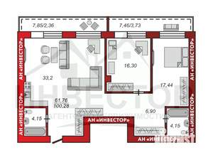 3-к квартира, вторичка, 100м2, 13/29 этаж