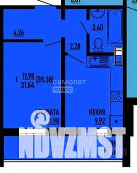 1-к квартира, вторичка, 32м2, 7/16 этаж