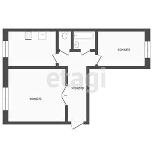 2-к квартира, вторичка, 52м2, 1/9 этаж