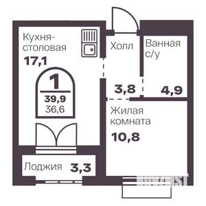 1-к квартира, вторичка, 37м2, 10/24 этаж