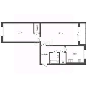 2-к квартира, вторичка, 46м2, 5/5 этаж