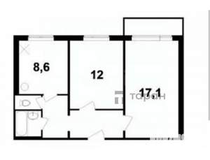2-к квартира, вторичка, 51м2, 9/9 этаж