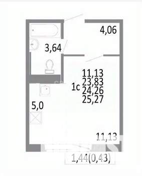 Студия квартира, вторичка, 24м2, 4/10 этаж