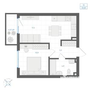 1-к квартира, вторичка, 40м2, 3/11 этаж