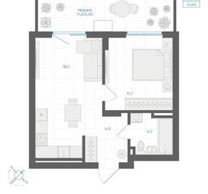 1-к квартира, вторичка, 41м2, 1/18 этаж