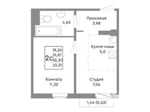 2-к квартира, вторичка, 32м2, 7/10 этаж