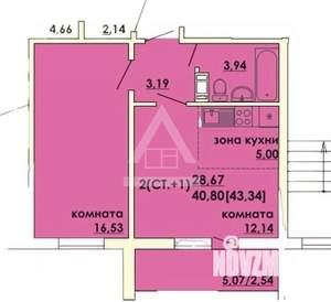 1-к квартира, вторичка, 41м2, 8/10 этаж