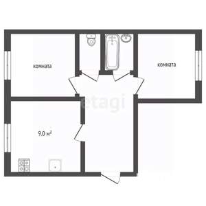 2-к квартира, вторичка, 53м2, 1/10 этаж