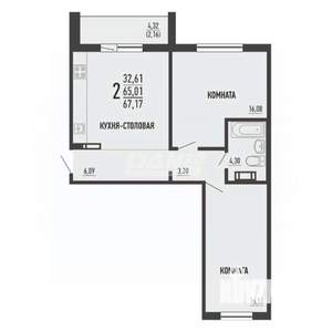 2-к квартира, вторичка, 65м2, 4/10 этаж
