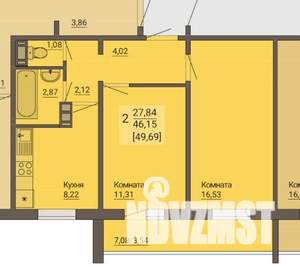 2-к квартира, вторичка, 50м2, 1/10 этаж