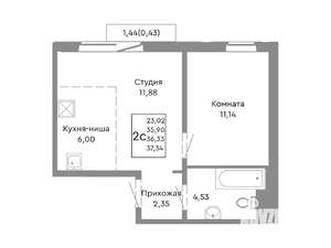 2-к квартира, вторичка, 36м2, 8/10 этаж