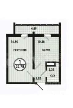 1-к квартира, вторичка, 33м2, 6/17 этаж