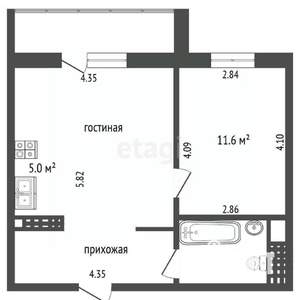 2-к квартира, вторичка, 41м2, 9/10 этаж